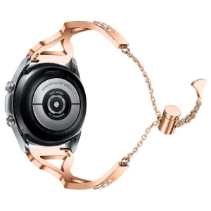 22mm Samsung Galaxy Watch 3 (45mm) / Watch (46mm) rhinestone décor stainless steel watch strap - Rose Gold