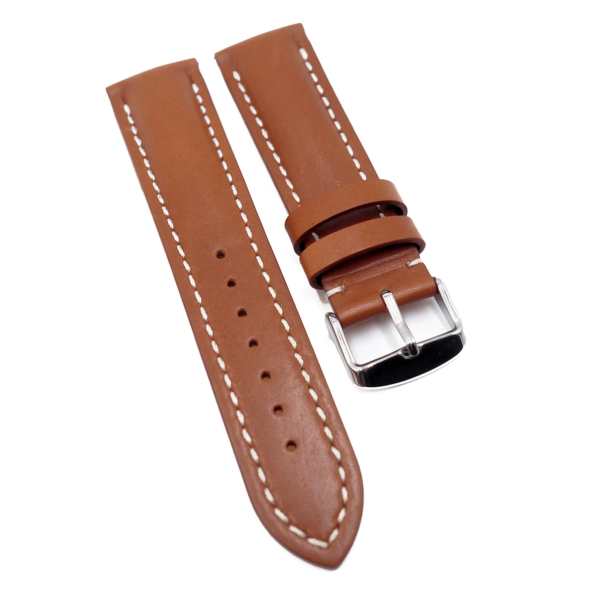 22mm Tawny Brown Calf Leather Watch Strap For Breitling