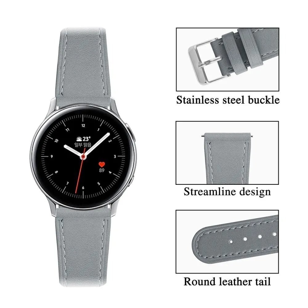 22mm Universal cowhide genuine leather watch strap - Grey