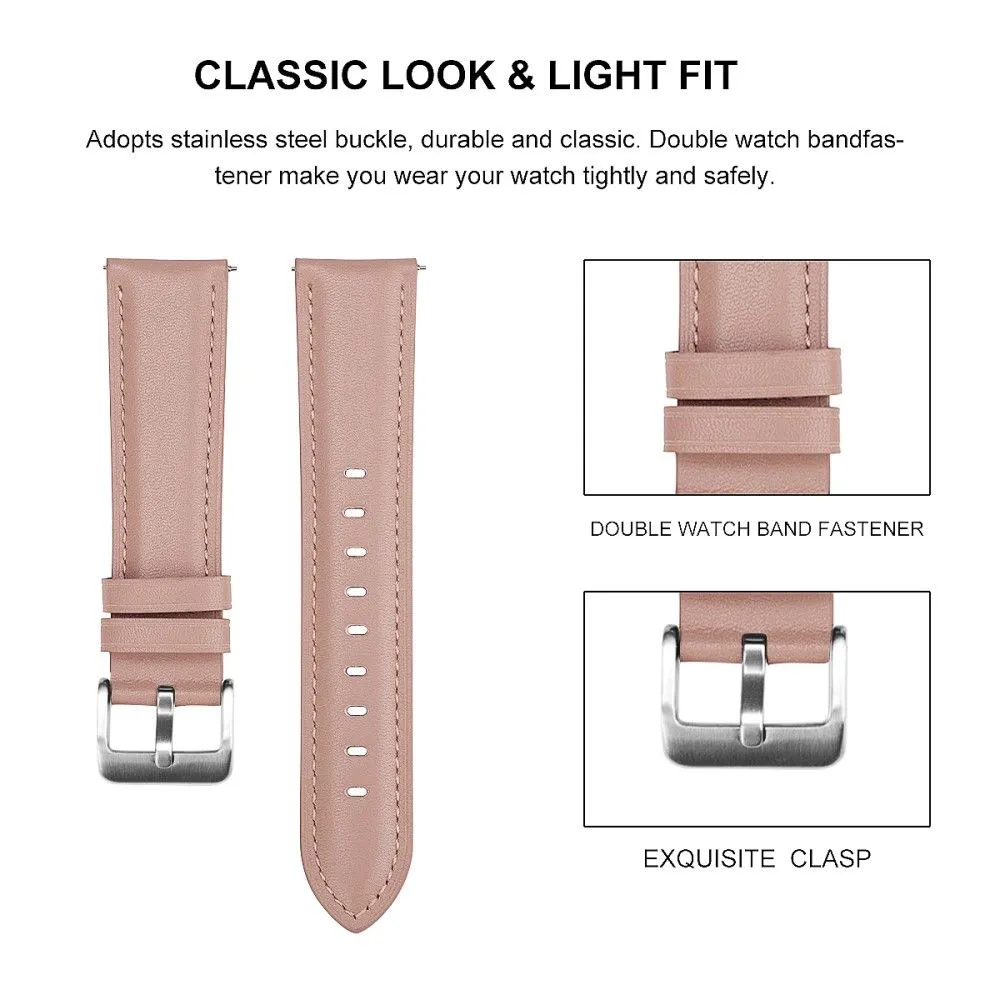 22mm Universal cowhide leather watch strap - Pink