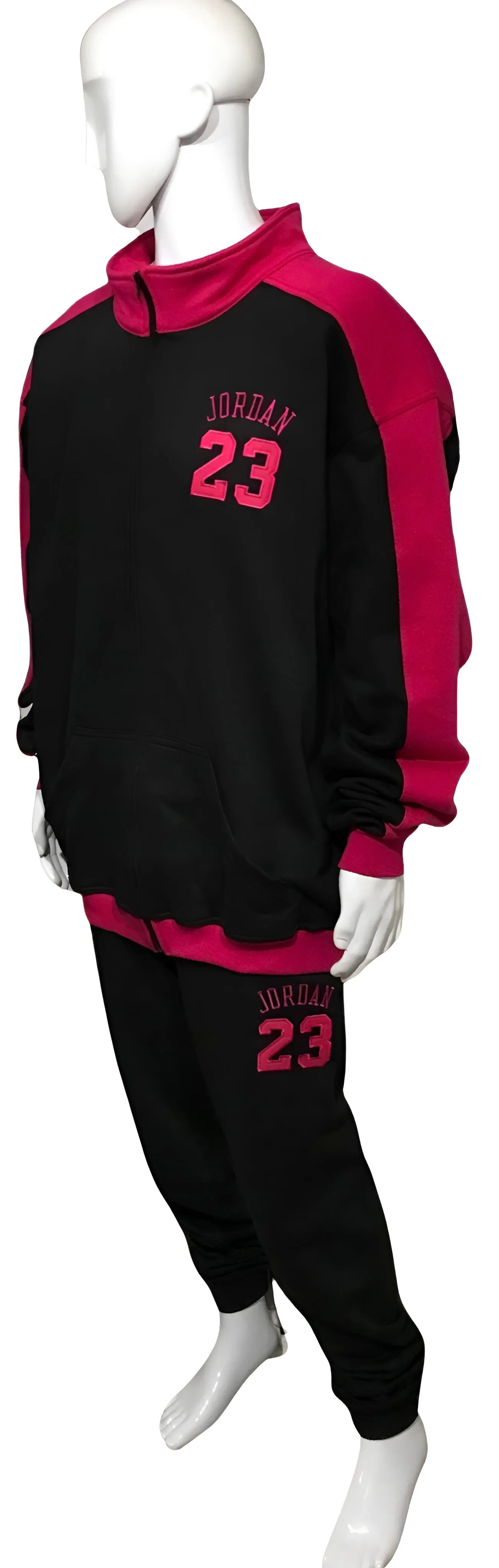 ^23^ (BLACK-HOT PINK) (REMIX) JOGGER TRACK SUITS (CUT & SEW) (UNISEX)