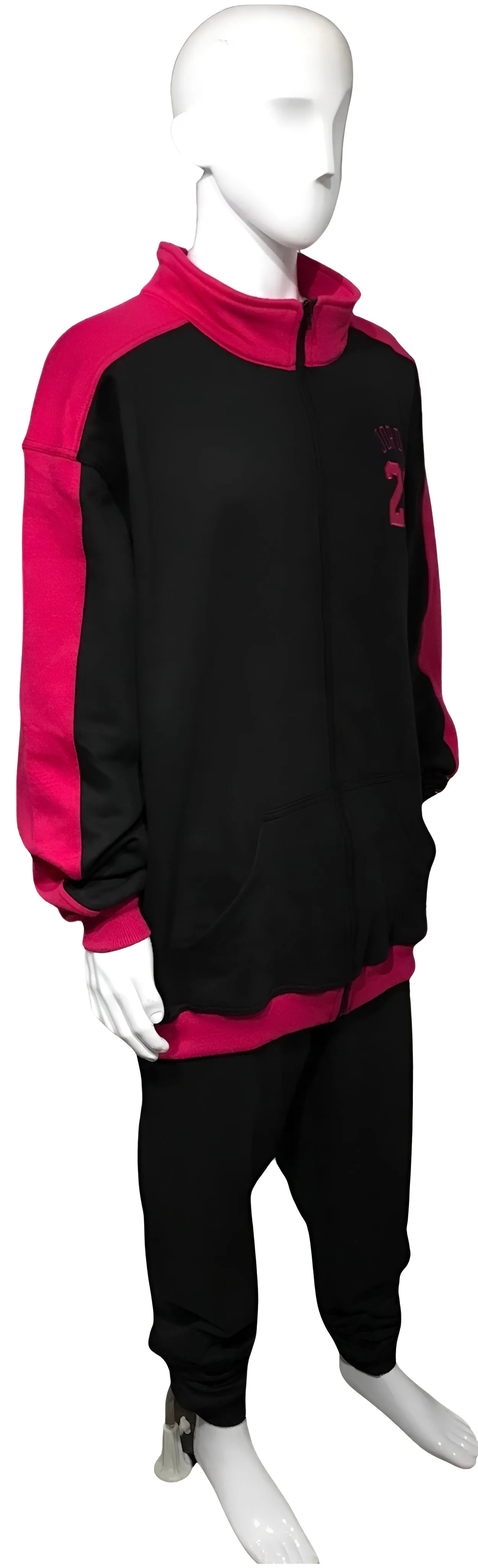 ^23^ (BLACK-HOT PINK) (REMIX) JOGGER TRACK SUITS (CUT & SEW) (UNISEX)