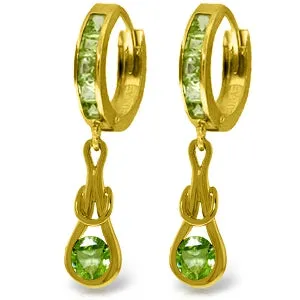 2.3 Carat 14K Solid Yellow Gold Love Knot Peridot Earrings