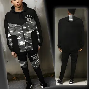 ^23 GOAT^ (GREY-CAMO) LUXURY HOODED ZIP UP SWEATSUITS