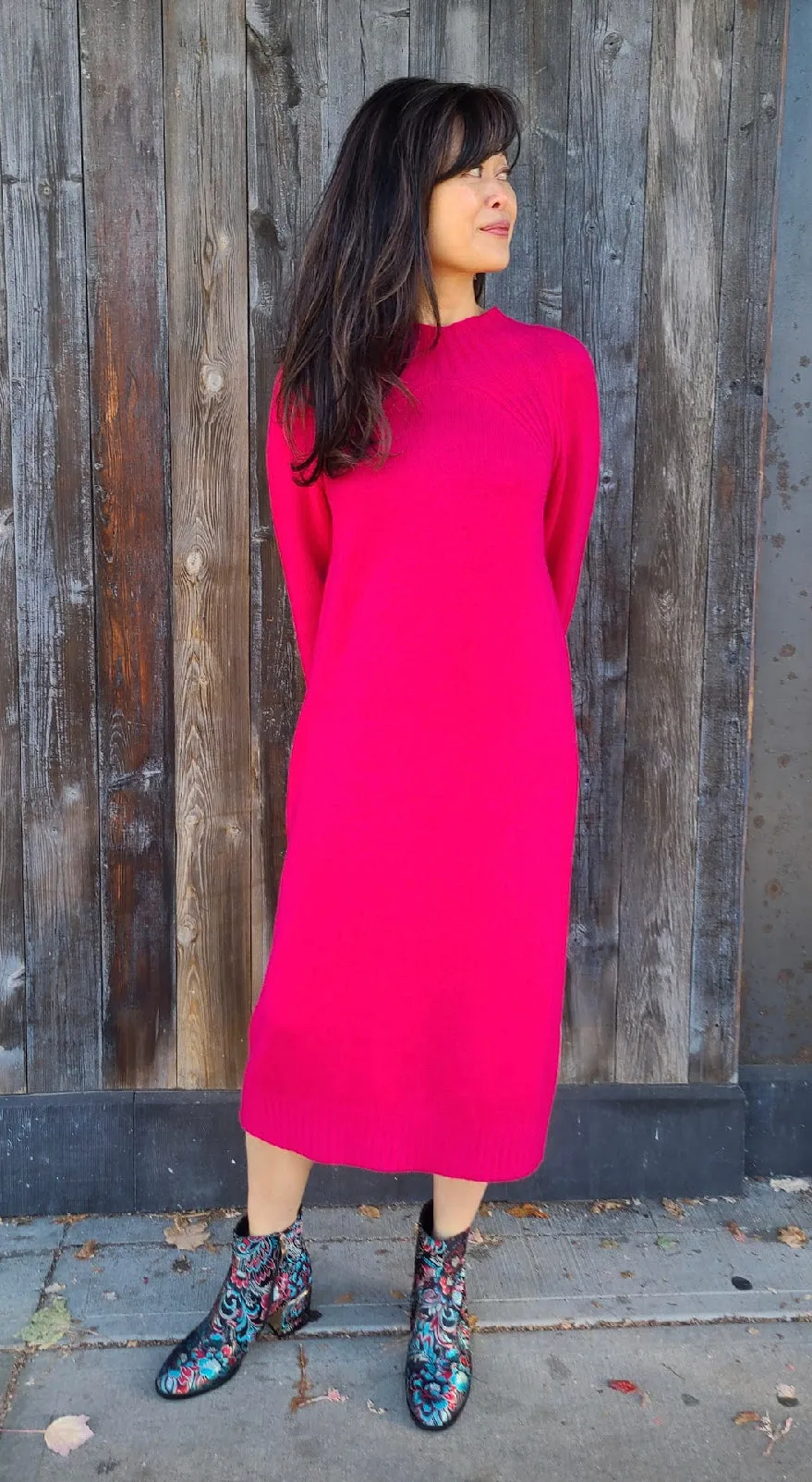 231114239 Magenta Sweater Dress