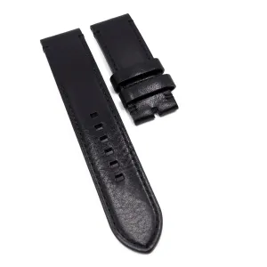 23mm Black Calf Leather Watch Strap For Tudor Black Bay Bronze