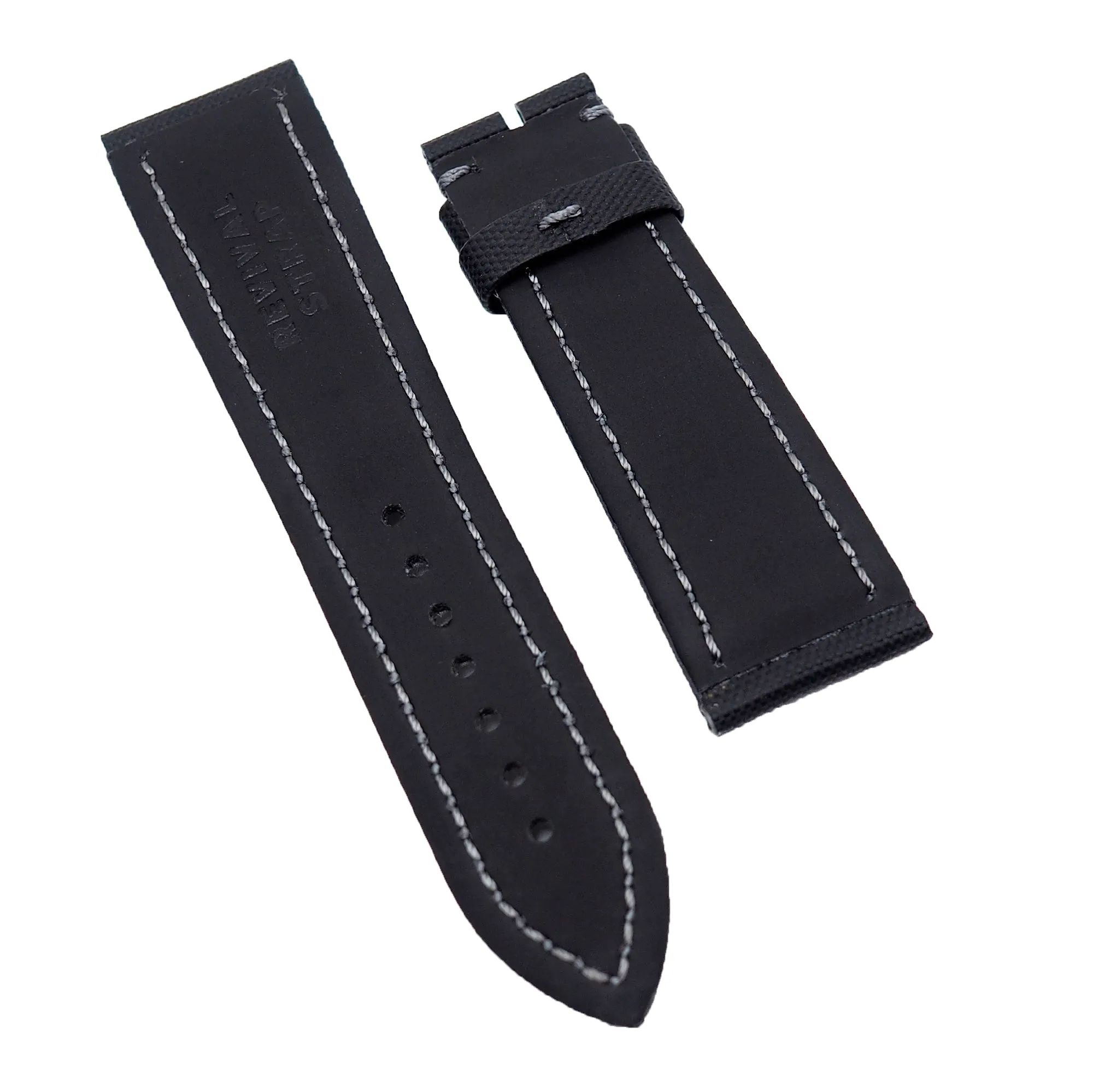 23mm Black Nylon Watch Strap, Gray Stitching For Blancpain Fifty Fathoms