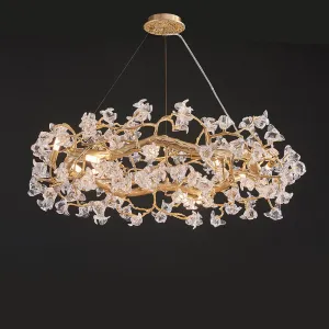 24-40 Inch Modern Living Room Chandelier Stylish Clear Glass Flower Chandelier