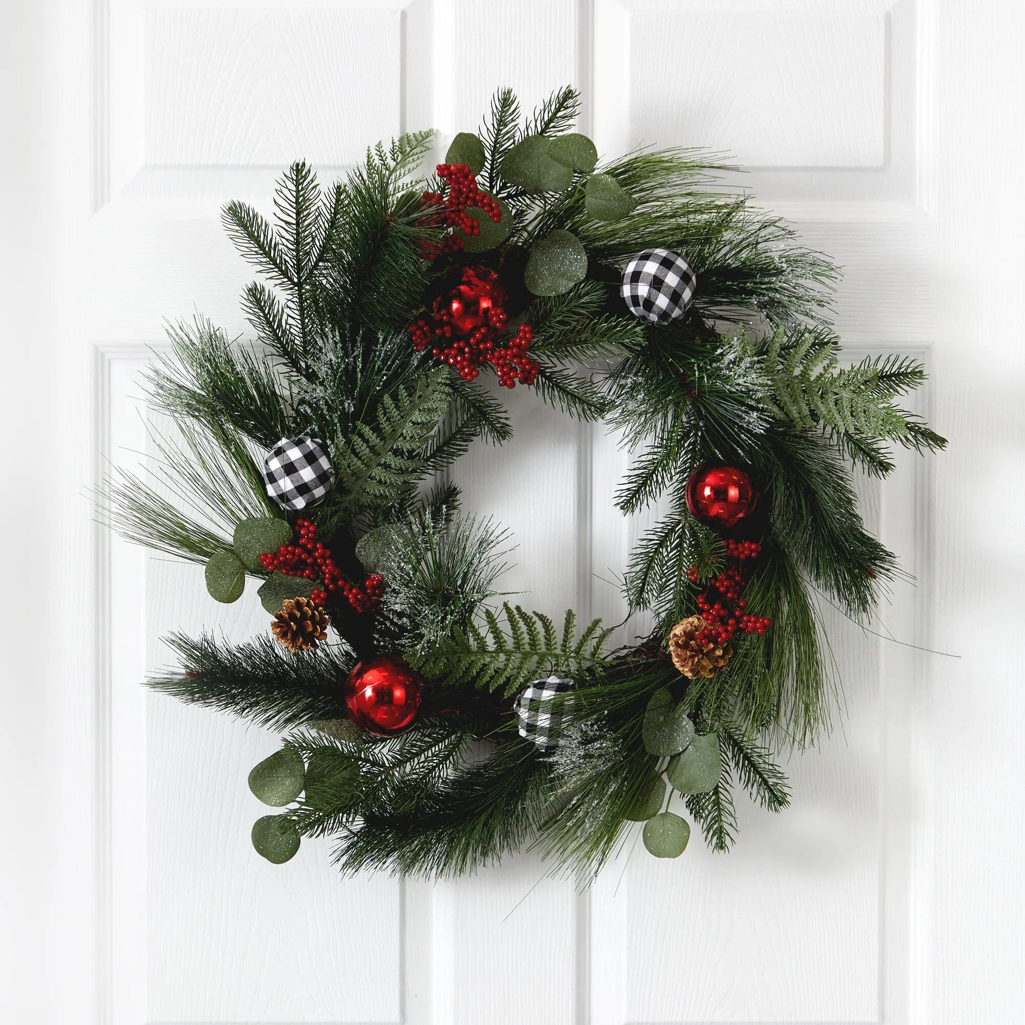 24” Berry and Pinecone Artificial Christmas Wreath with Ornaments