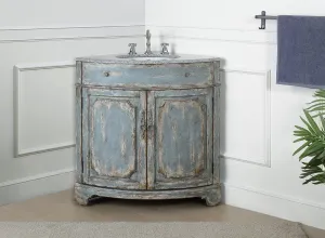 24 Inch Triadsville Freestanding Distressed Rustic Gray Beach Style Corner Bathroom Sink Vanity