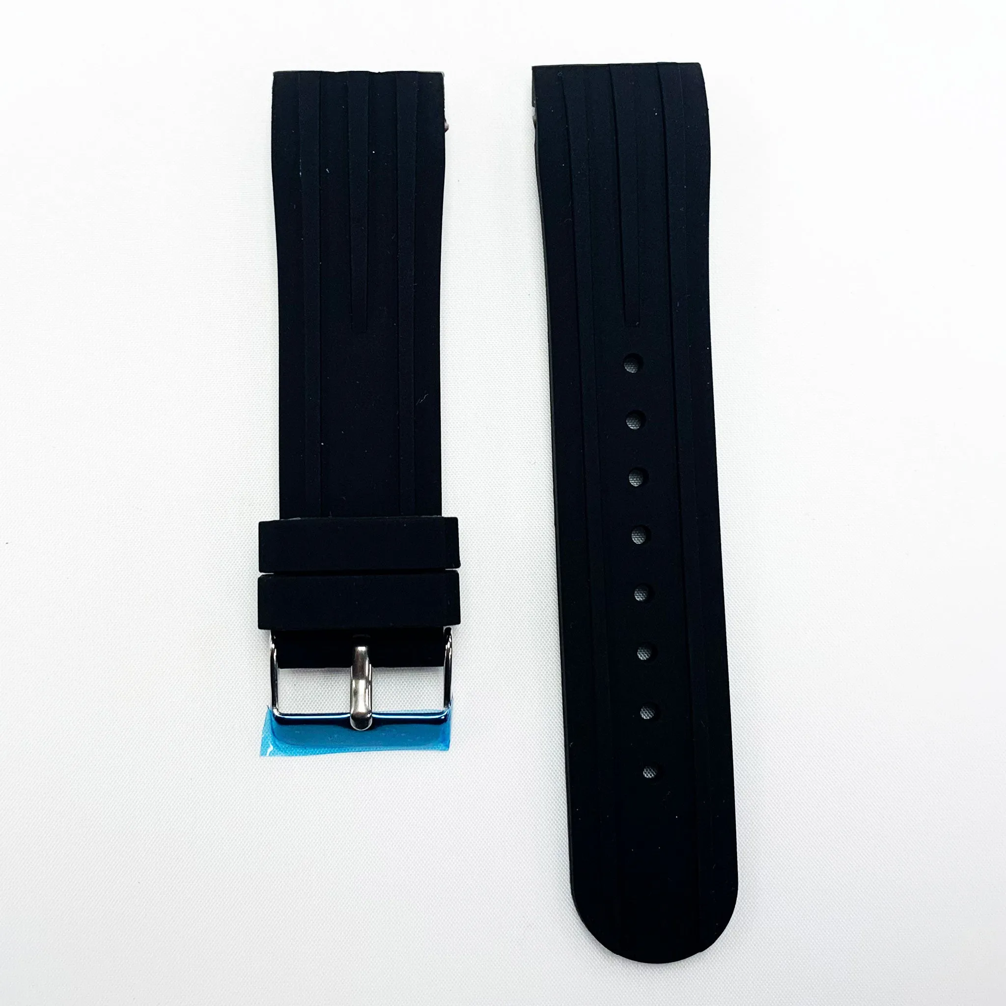 24 MM Special Curve Style Black Color Silicone Quick Release Regular Size Watch Strap Steel HR