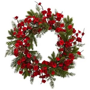 24'' Plum Blossom Pine Wreath