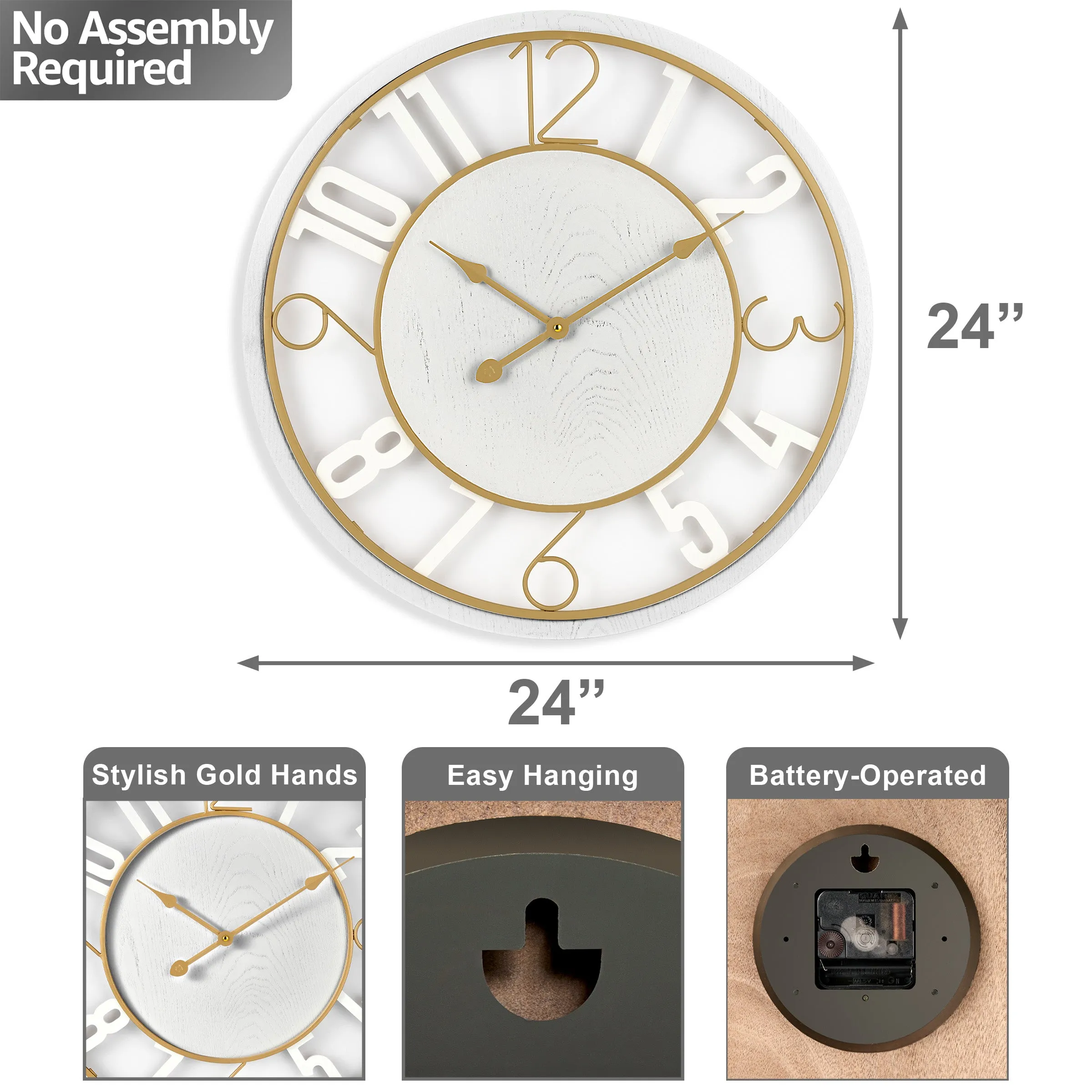 24" Wooden Wall Clock (Numeral)