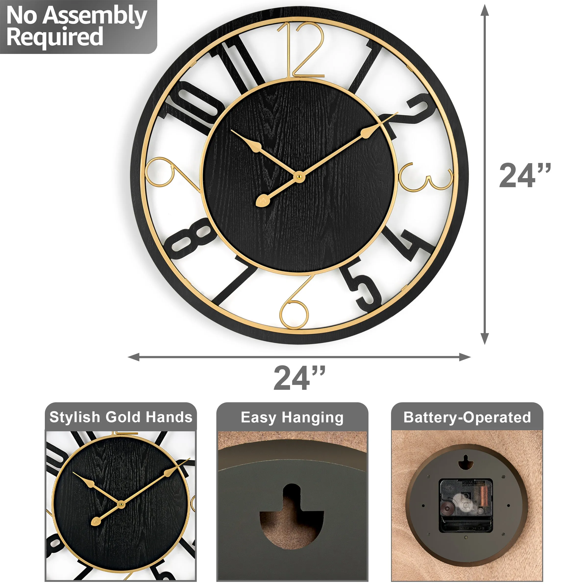 24" Wooden Wall Clock (Numeral)