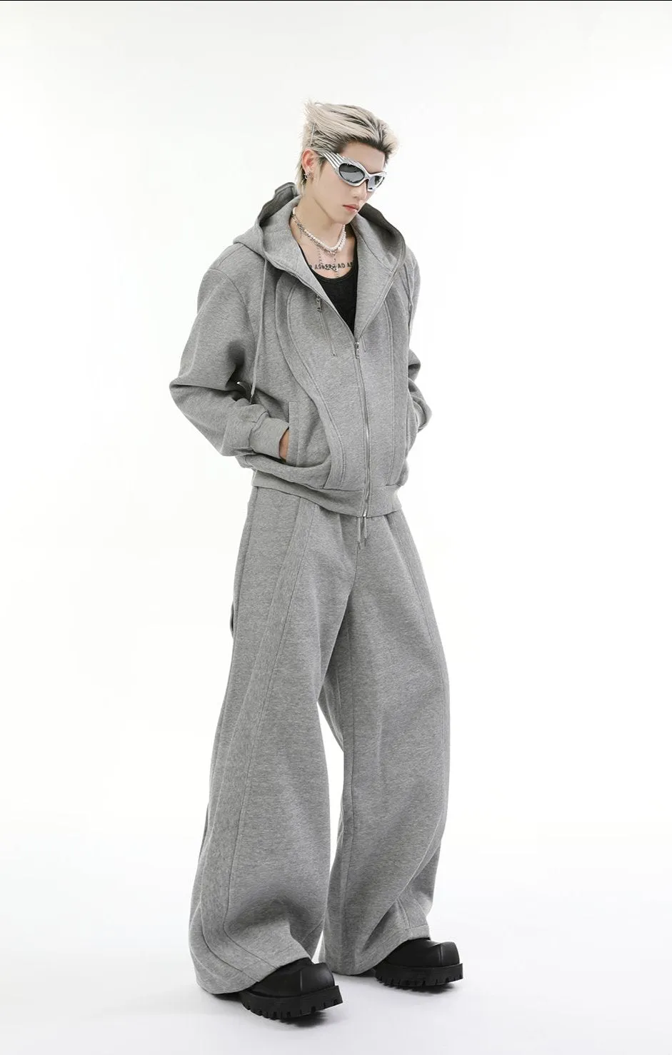 【24s Nov.】Solid Color Hooded Sweatshirt Jacket   Casual Pants Sports Suit