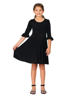 24seven Comfort Apparel Girls Elbow Length Sleeve Fit and Flare Party Dress