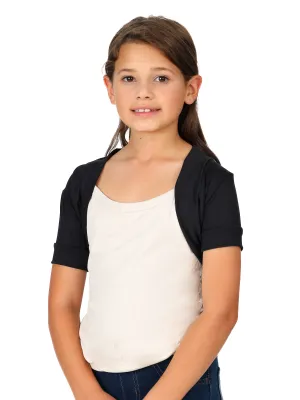 24seven Comfort Apparel Girls Open Front short Sleeve Cropped Bolero Shrug