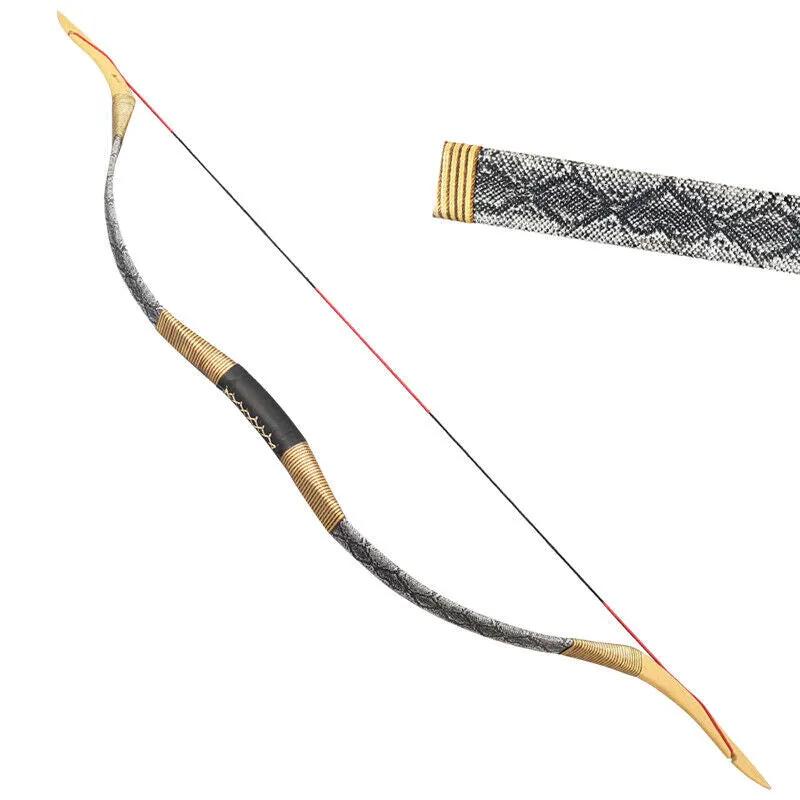 🎯25-55lbs Traditional Recurve Bow Longbow Mongolian Horse