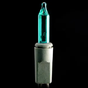 2.5 Inch Spacing - 50 Count Mini Lights - Teal Bulbs - Green Wire