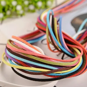 2.5mm* 1m Faux Suede Cord Multi-Color Manmade Leather Soft Lace Thread String Strap Strip Vegan Flat Rope Jewelry Necklace Choker Bracelet