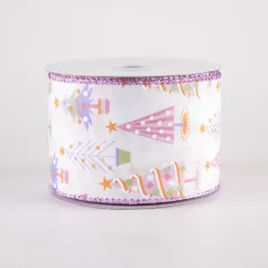 2.5" Fun Christmas Trees Ribbon: Pastel Christmas (10 Yards)