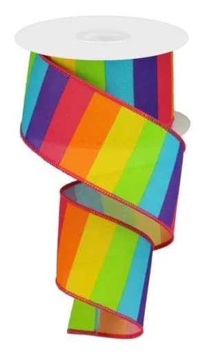 2.5" Horizontal Bright Rainbow Stripe Ribbon