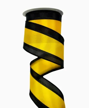 2.5" Satin Tri-Stripe Ribbon: Black/Yellow - 10Yds