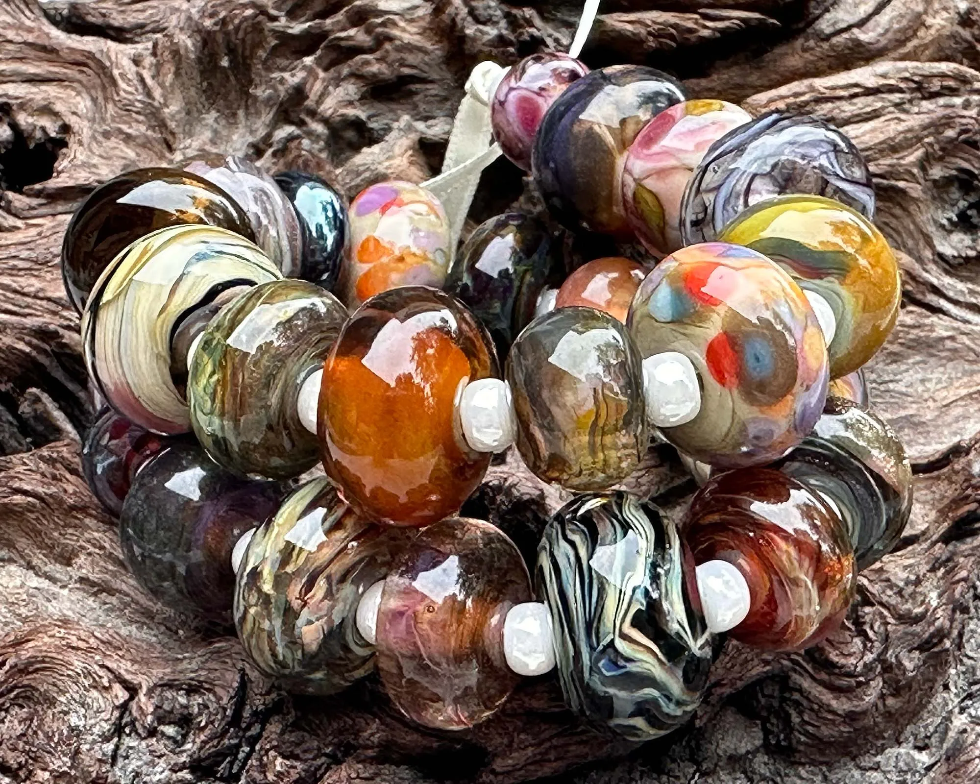 26 Brown Orphans Lampwork Beads Set SRA