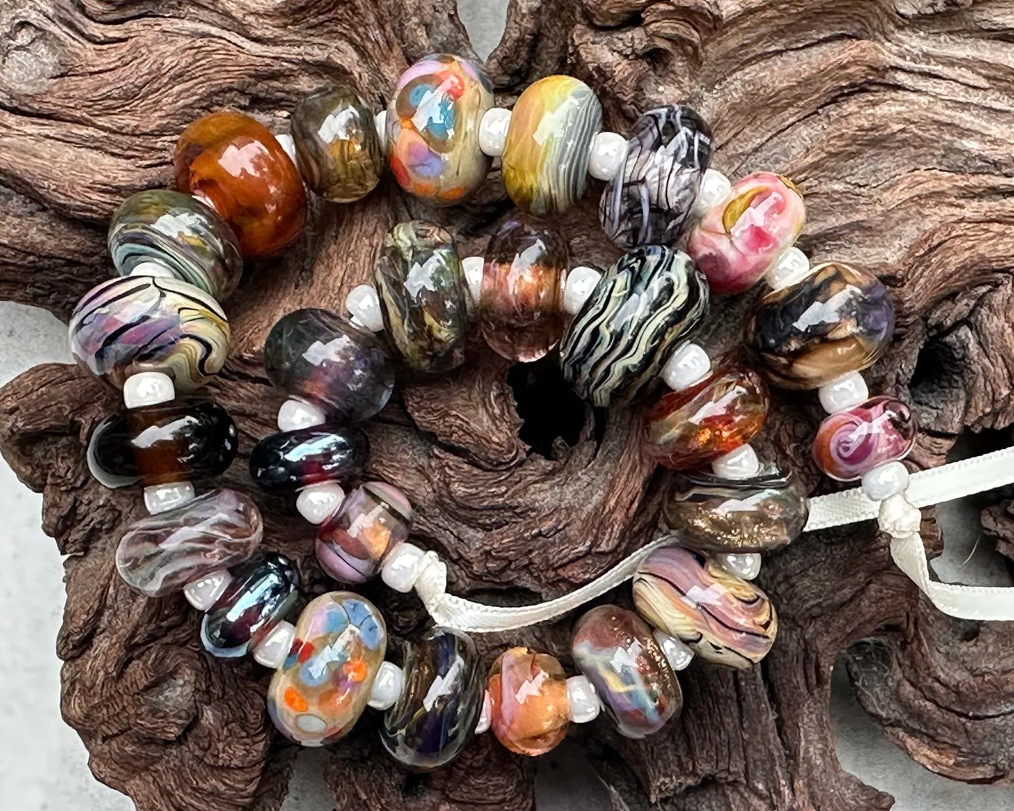 26 Brown Orphans Lampwork Beads Set SRA