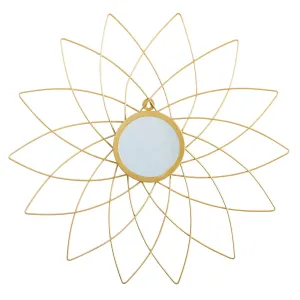 26” Gold Metal Flower Accent Wall Mirror