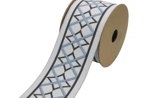 2.67" Black Blue Curtain Trim Tape, Upholstery Trim, Fabric Trimmings, Drapery Banding Trim Tape, Jacquard Ribbon, curtain trim ideas 183 V5