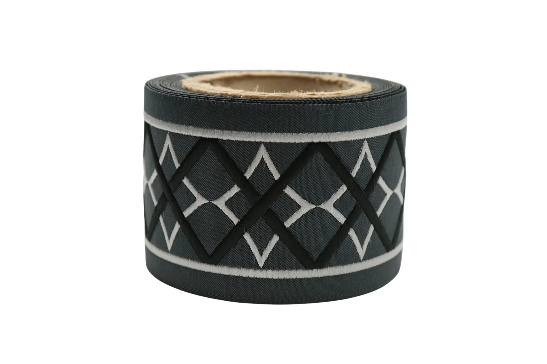 2.67" Dark Grey Curtain Trim Tape, Upholstery Trims, Fabric Trimmings, Drapery Banding Trim Tape, Jacquard Ribbon, curtain trim ideas 183 V7