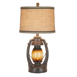 26”H Rusty Vintage Lantern Table Lamp