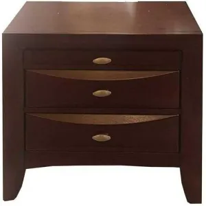 26" X 17" X 25" Espresso Rubber Wood Elegant Nightstand