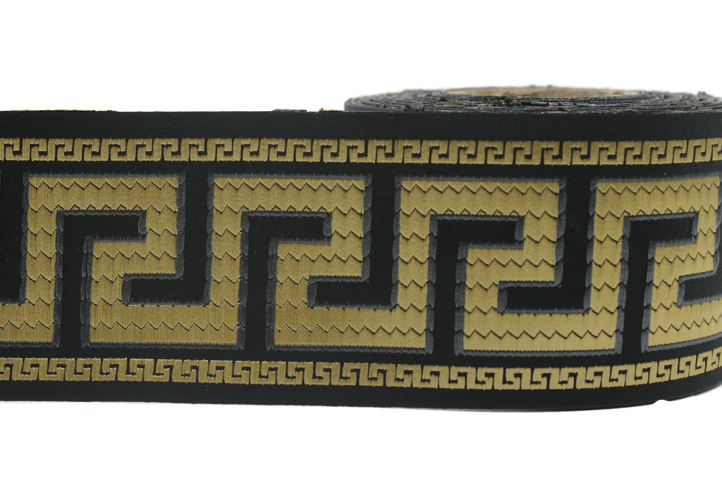 2.75" Greek Key Embroidered Drapery Trims, 70mm Jacquard Trims, Sewing Trim, Curtain trims, Jacquard Ribbons, Drapery Banding 70005 C03