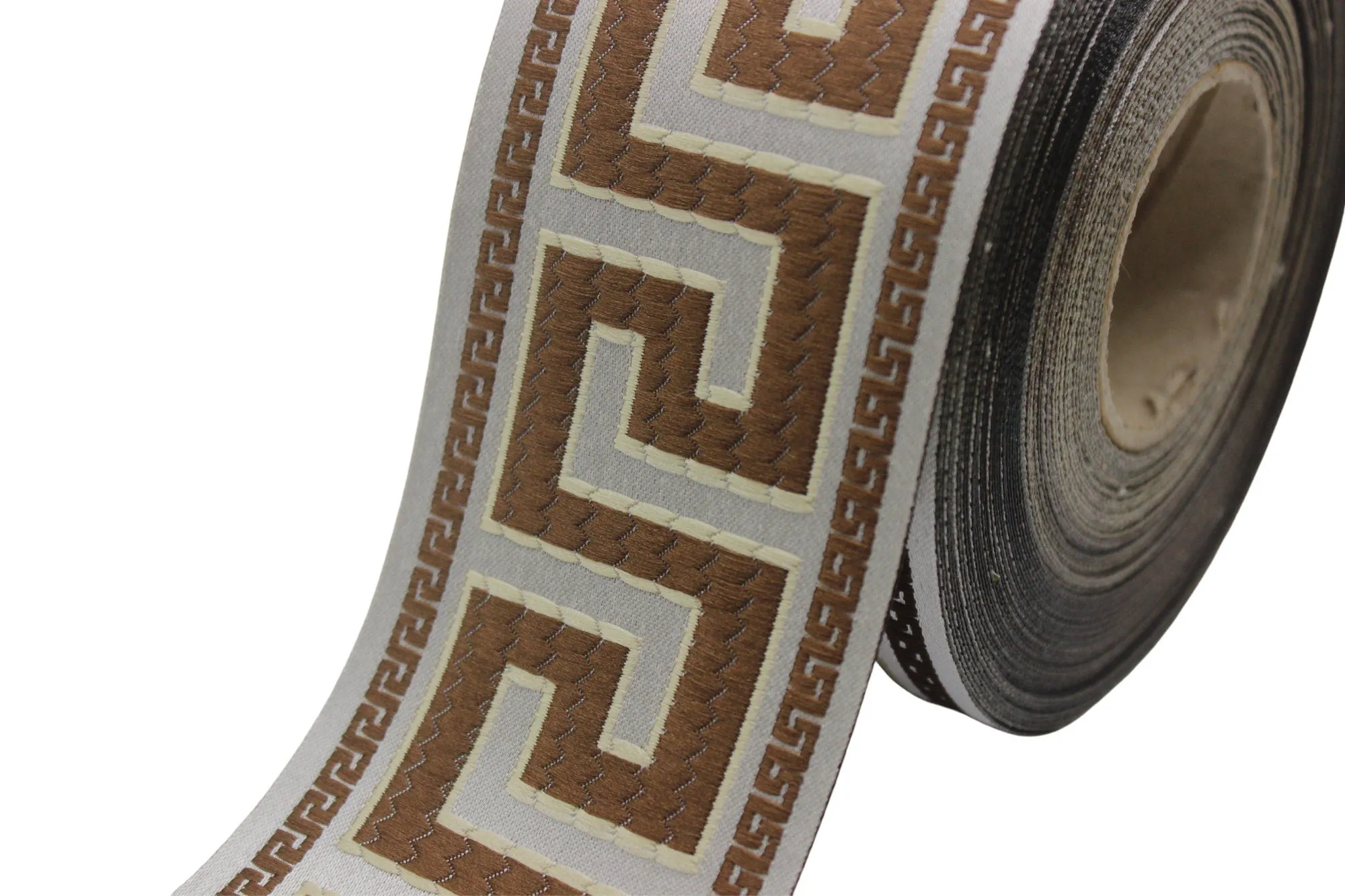 2.75" Greek Key Embroidered Drapery Trims, 70mm Jacquard Trims, Sewing Trim, Curtain trims, Jacquard Ribbons, Drapery Banding 70005 C12