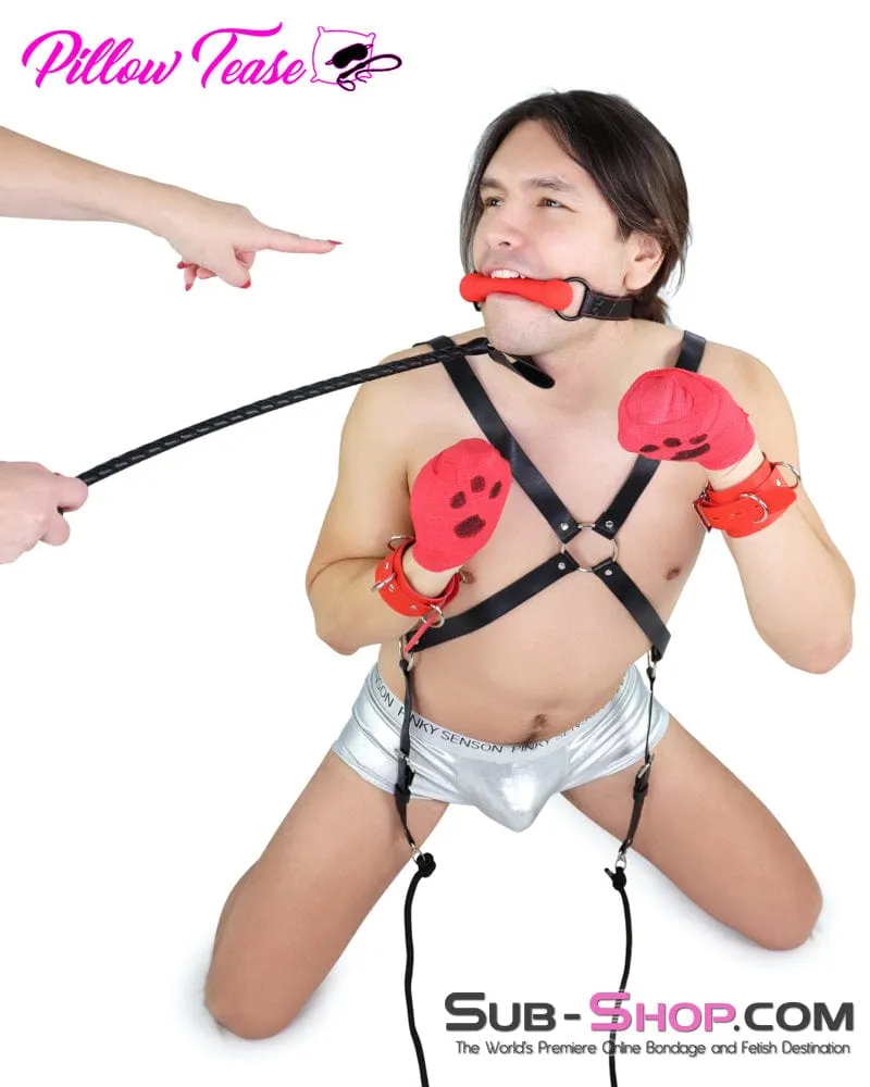 2792DL-SIS      Red Double D-Ring Wrist Submissive Sissy Bondage Cuffs