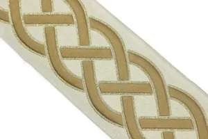 2.7" Celtic Knot Jacquard Ribbon for Drapes, 16 Yards in one Continuous Sewing Trim, Curtains, Drapery Banding, Drapery Trim Tape 0177 V2