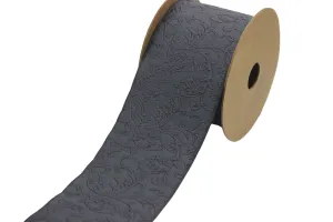 2.7" Embroidery Curtain Trim, Dark Grey Color Jacquard Ribbon for Curtains, Drapery Banding, Drapery Trim Tape, Woven Border 212 V8