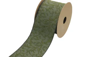 2.7" Embroidery Curtain Trim, Green Color Jacquard Ribbon for Curtains, Drapery Banding, Drapery Trim Tape, Woven Border 212 V7