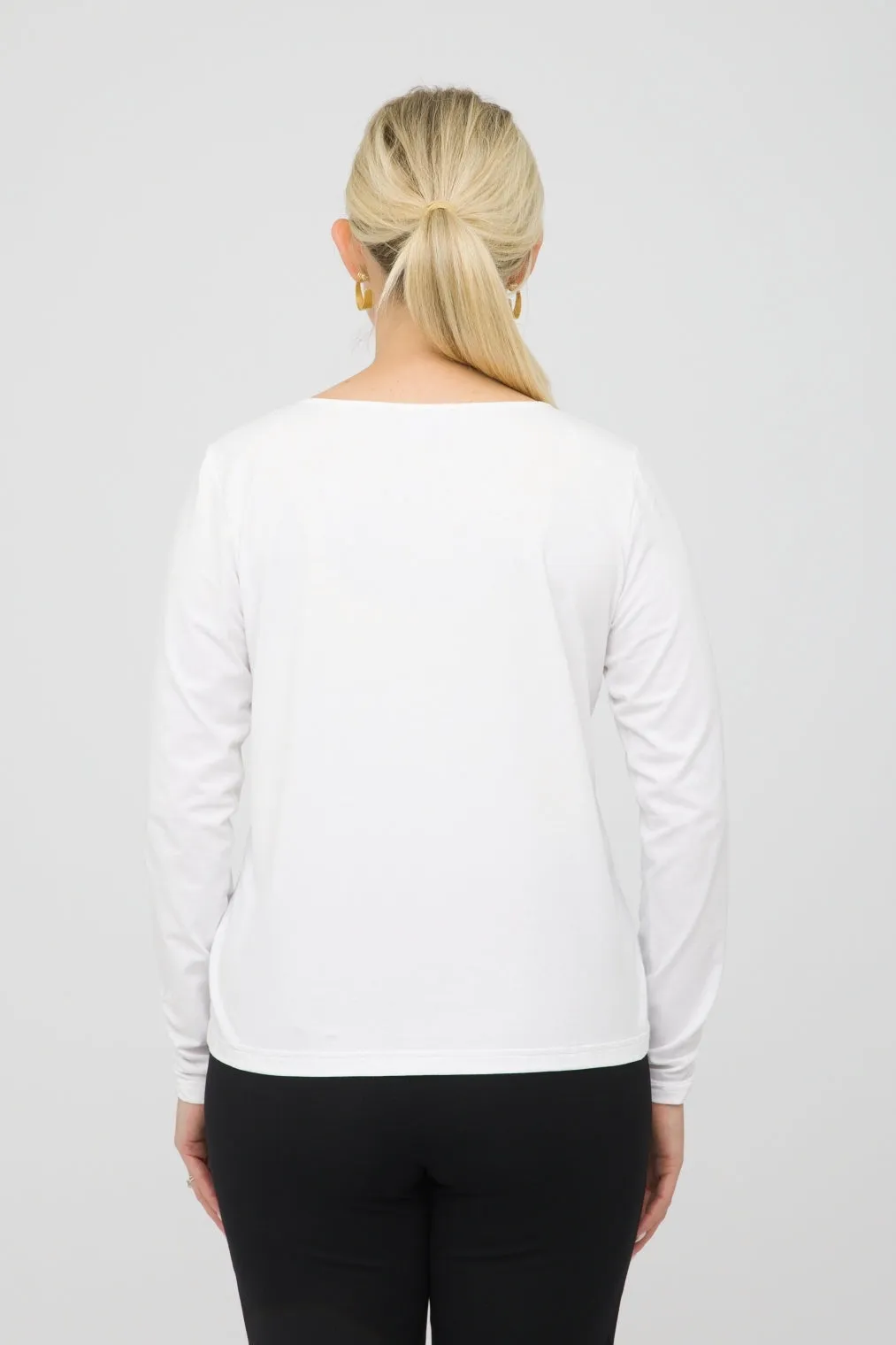 27" Round Neck Ruched Sleeve Top