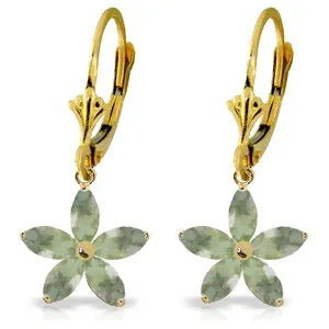 2.8 Carat 14K Solid Yellow Gold Starglow Green Amethyst Earrings