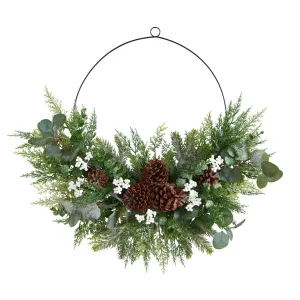 28” Christmas Pine, Eucalyptus, and Berries Metal Circlet Artificial Wreath