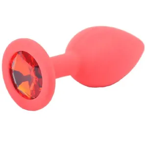 2.8-inch Silicone Red Small Jewelled Butt Plug with Diamond Base