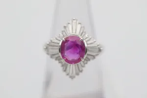 2.84 Carat Burmese Pink-Sapphire Diamond Platinum Ring, GIA Certified No-Heat