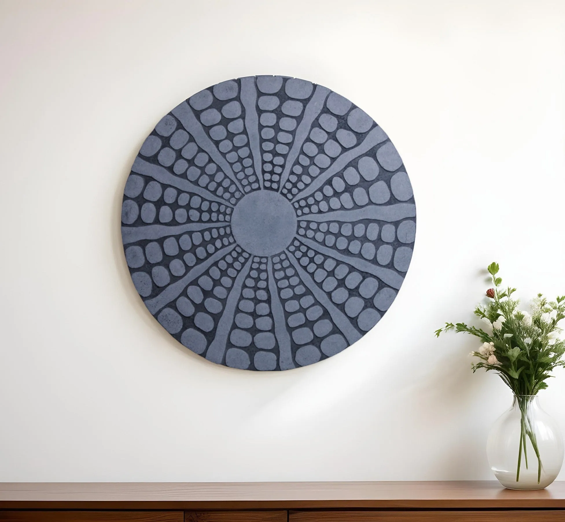 28" X 28" Gray Sandstone Round Wall Decor