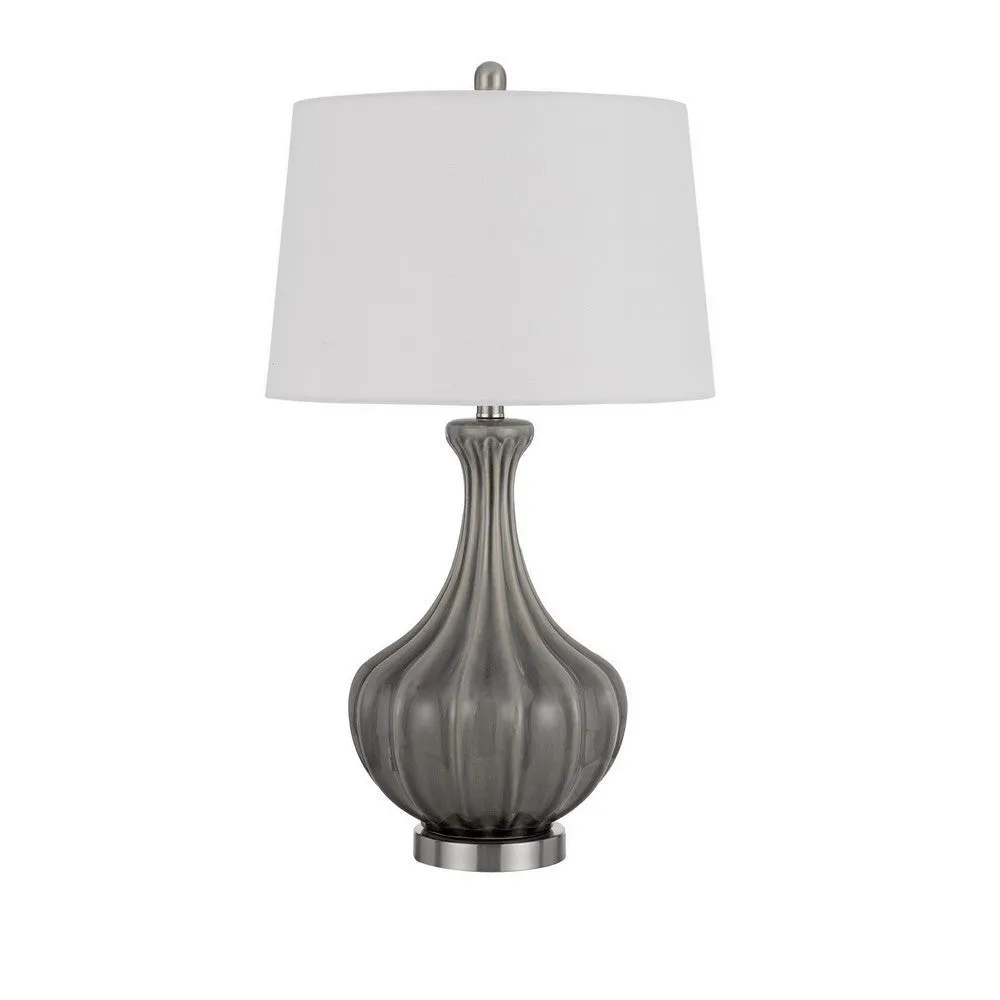 29 Inch Accent Table Lamp Set of 2, Elegant Tapered Glass Base, Slate Gray By Casagear Home