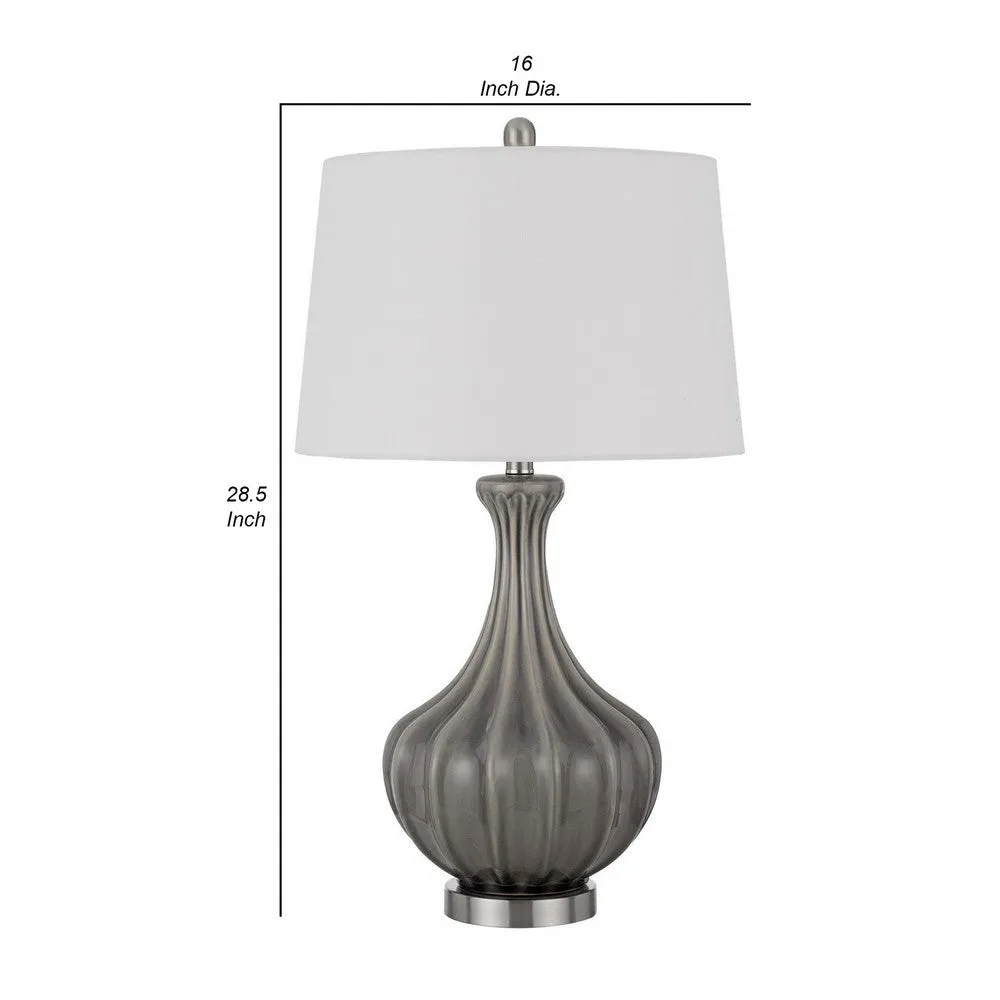 29 Inch Accent Table Lamp Set of 2, Elegant Tapered Glass Base, Slate Gray By Casagear Home