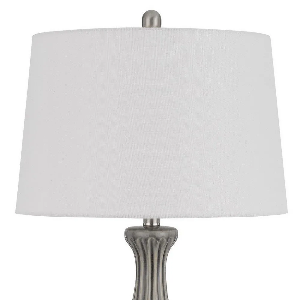 29 Inch Accent Table Lamp Set of 2, Elegant Tapered Glass Base, Slate Gray By Casagear Home