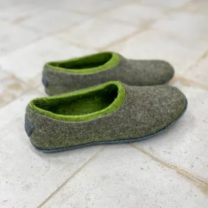 2in1 Gray/Green wool slippers for women